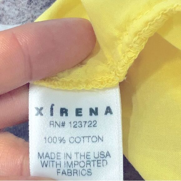 XiRENA 100% Cotton Yellow Jules Puff Sleeve Boxy V-Neck Tuckernuck Blouse Small - Picture 6 of 8